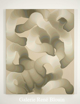 Pulsions nouées V, 2007 acrylique et encre sur toile 127 x 101,5 cm / 50 x 40 pouces, François Lacasse, Vue de l’exposition (2008) Photo: Richard-Max Tremblay