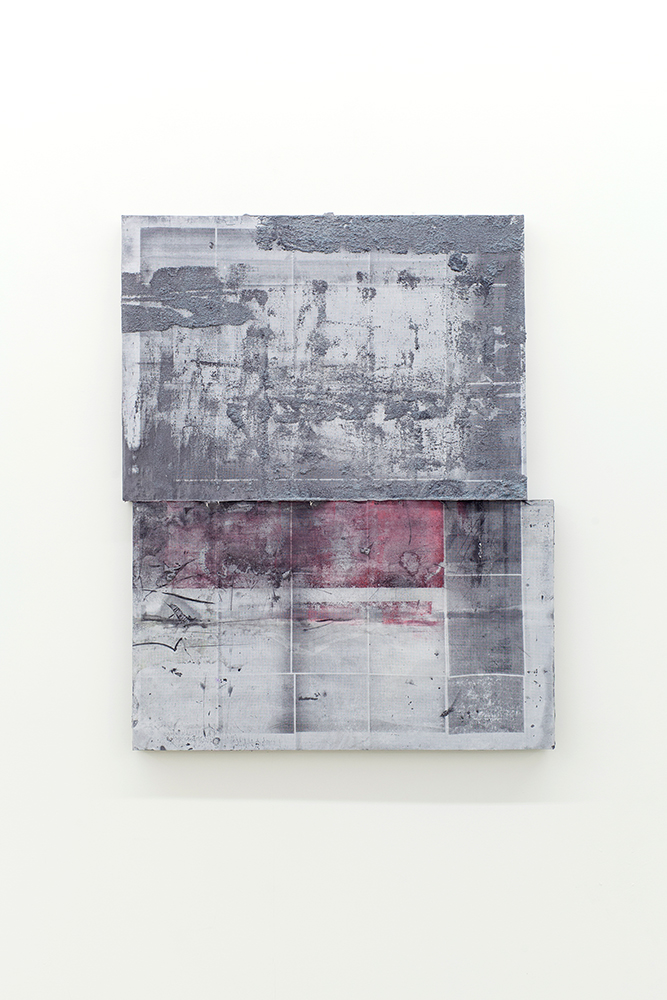 Nicolas Lachance, Montage-06, 2018, Ciment de gypse, encre, bois et fibre de verre, 96,5 x 78,7 cm / 38 x 31 pouces