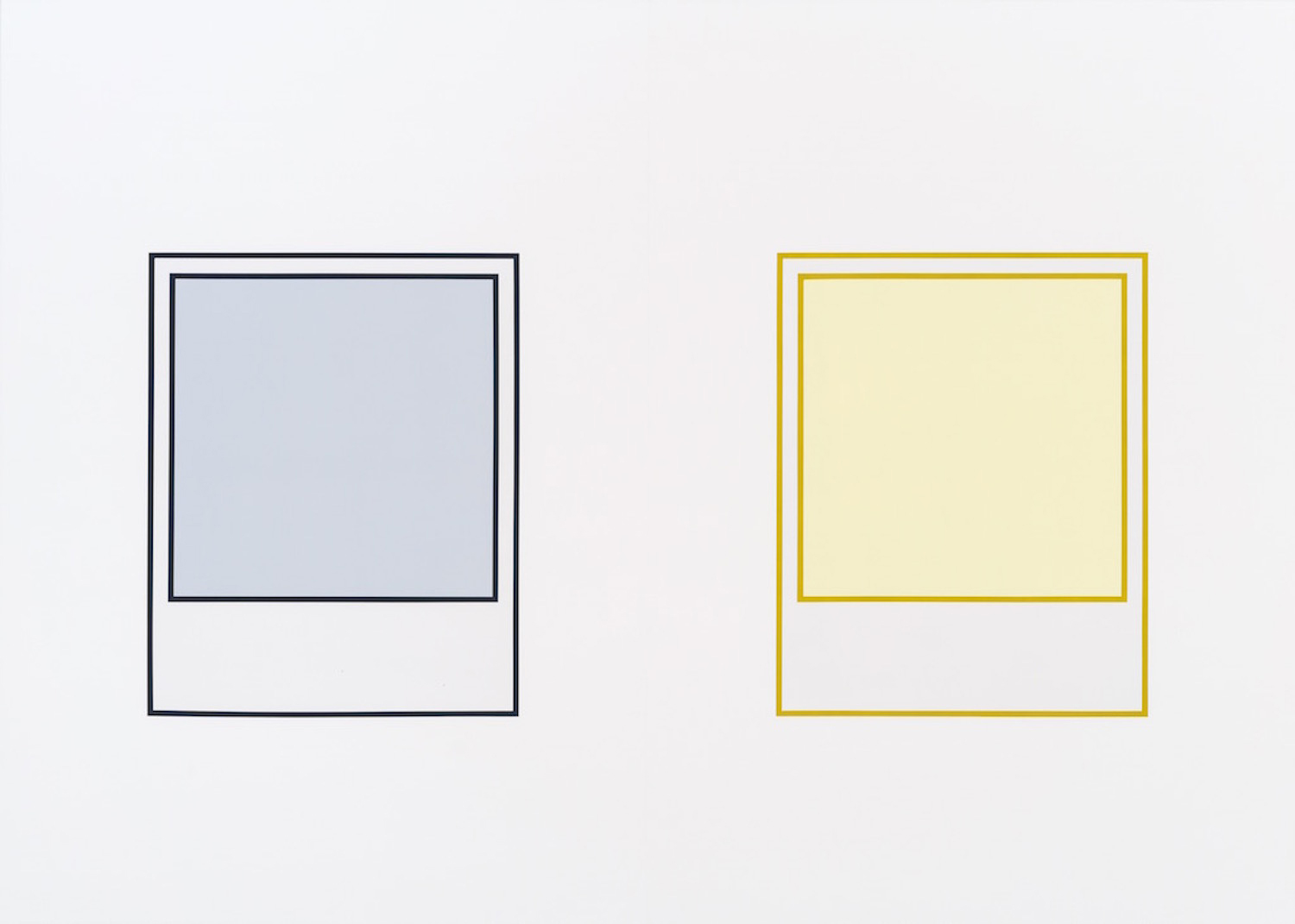 Martin Bourdeau, Prototype (gris n°2) / Prototype (jaune n°3), 2018, Acrylique sur toile, 152 x 213 cm / 60 x 84 pouces